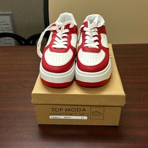 Top Moda Red and White Platform Sneakers